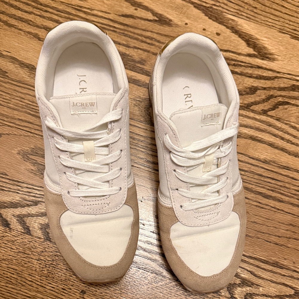 J. Crew White and Tan Sneakers